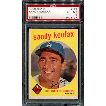 1959 Topps Baseball #163 Sandy Koufax PSA 6 (EX-MT) *2127