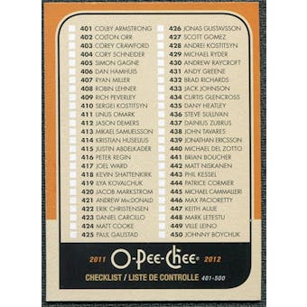 2011/12 Upper Deck O-Pee-Chee Retro #500 Checklist