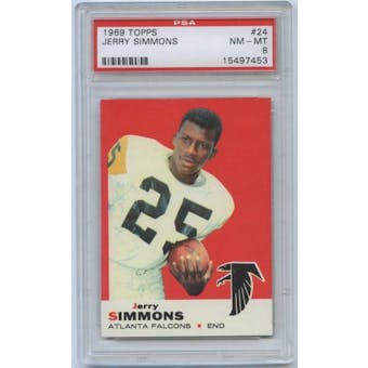 1969 Topps Football #24 Jerry Simmons PSA 8 (NM-MT) *7453