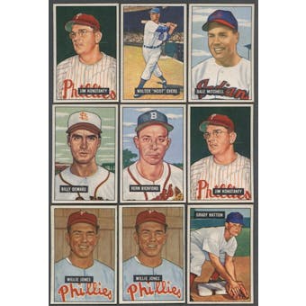 1951 Bowman Baseball Lot of 34 Cards (21 Different) EX
