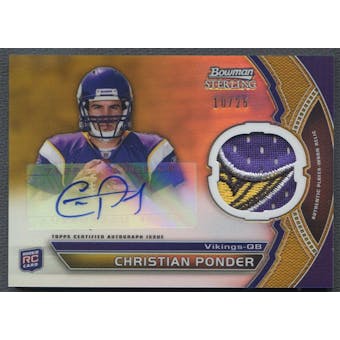2011 Bowman Sterling #BSARCP Christian Ponder Gold Refractor Patch Auto #10/25