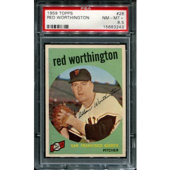 1959 Topps Baseball #28 Red Worthington PSA 8.5 (NM-MT+) *3243