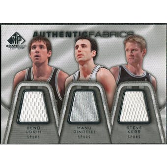 2007/08 Upper Deck SP Game Used Authentic Fabrics Triple #BMK Beno Udrih/Manu Ginobili/Steve Kerr /50