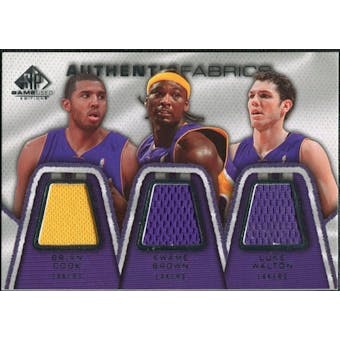 2007/08 Upper Deck SP Game Used Authentic Fabrics Triple #CBW Brian Cook/Kwame Brown/Luke Walton /50