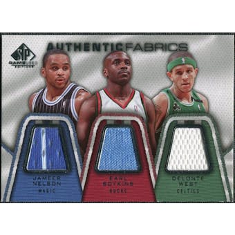 2007/08 Upper Deck SP Game Used Authentic Fabrics Triple #NBW Jameer Nelson/Earl Boykins/Delonte West /50