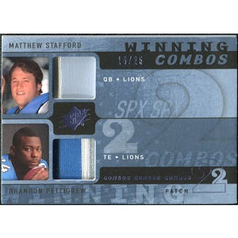 2009 Upper Deck SPx Winning Combos Patch #SP Matthew Stafford/Brandon Pettigrew /25