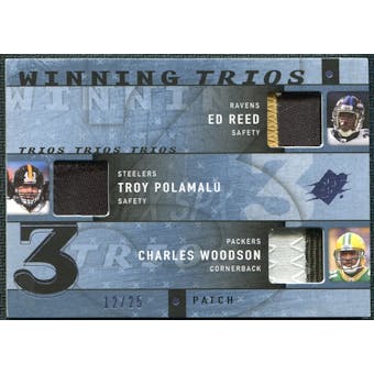 2009 Upper Deck SPx Winning Trios Patch #DB1 Ed Reed Troy Polamalu Charles Woodson 12/25