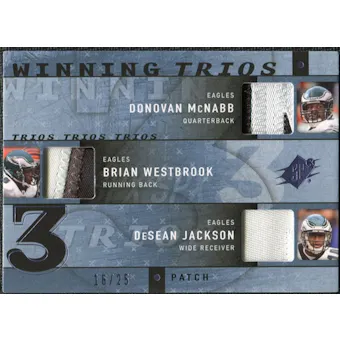 2009 Upper Deck SPx Winning Trios Patch #PHI Donovan McNabb/Brian Westbrook/DeSean Jackson 16/25