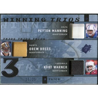 2009 Upper Deck SPx Winning Trios Patch #QB1 Peyton Manning/Drew Brees/Kurt Warner /25