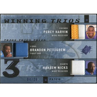 2009 Upper Deck SPx Winning Trios Patch #RCR Percy Harvin/Brandon Pettigrew/Hakeem Nicks /25