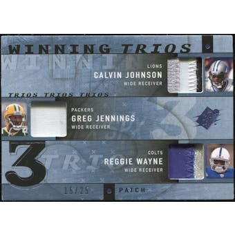 2009 Upper Deck SPx Winning Trios Patch #YRD Calvin Johnson Greg Jennings Reggie Wayne 15/25