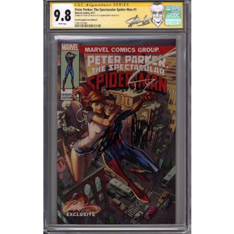 Peter Parker: The Spectacular Spider-Man #1 Stan Lee Adam Kubert Signature Series CGC 9.8 (W)