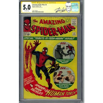 Amazing Spider-Man #8 CGC 5.0 Stan Lee Signature Seres (OW) *1581742006*