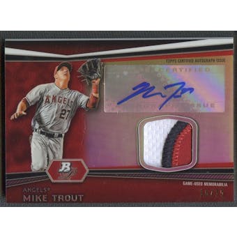 2012 Bowman Platinum #MT Mike Trout Red Refractor Patch Auto #16/25