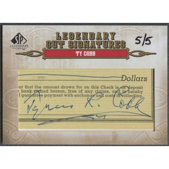 2011 SP Legendary Cuts #184 Ty Cobb Legendary Signatures Cut Auto #5/5