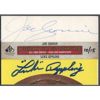 2011 SP Legendary Cuts #SS30AC Luke Appling & Joe Cronin Legendary Dual Signatures Cut Auto #10/15