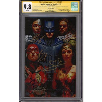 Justice League of America #15 Photo Variant Cavill Fisher Gadot Miller Momoa Signature Series CGC 9.8 (W)