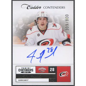 2011/12 Panini Contenders #205 Justin Faulk Rookie Auto /800