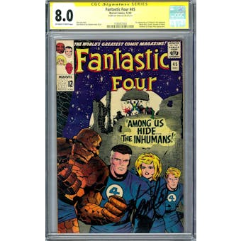 Fantastic Four # 45 CGC 8.0 (OW-W) Signed By Stan Lee *1593457003*