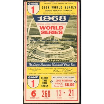 1968 World Series Ticket Stub Detroit Tigers vs St Louis Cardinals Game 1