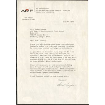Ben Hogan Autographed Personal Letter on AMF Letterhead (PSA COA)