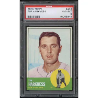 1963 Topps Baseball #436 Tim Harkness PSA 8 (NM-MT) *5849