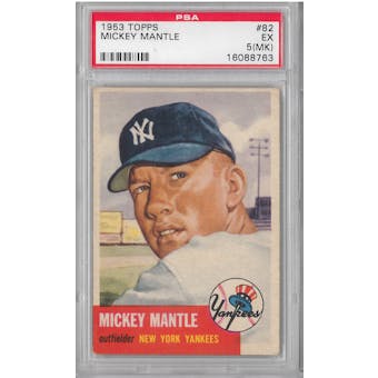 1953 Topps Baseball #82 Mickey Mantle PSA 5 (EX) (MK) *8763