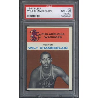1961/62 Fleer Basketball #8 Wilt Chamberlain Rookie PSA 8 (NM-MT) (MC) *8765