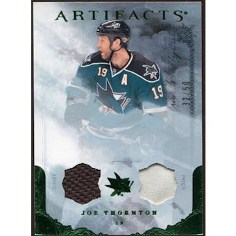 2010/11 Upper Deck Artifacts Jerseys Patches Emerald #64 Joe Thornton /50