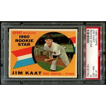 1960 Topps Baseball #136 Jim Kaat Rookie PSA 8 (NM-MT) *1762