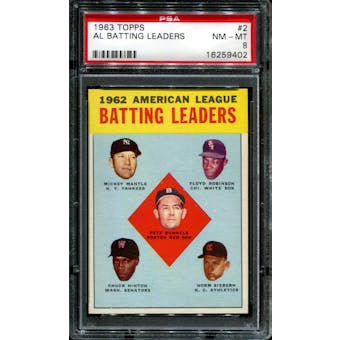 1963 Topps Baseball #2 AL Batting Leaders PSA 8 (NM-MT) *9402