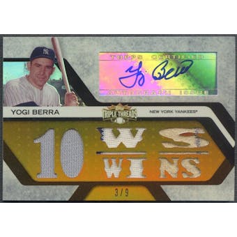 2008 Topps Triple Threads #129 Yogi Berra Relics Gold Jersey Auto #3/9