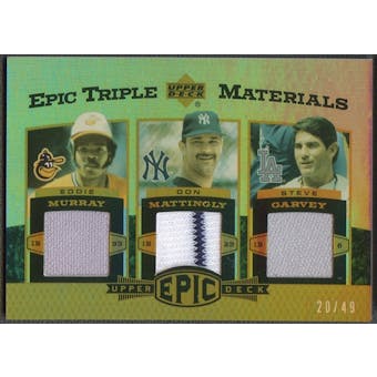 2006 Upper Deck Epic #MMG Eddie Murray, Don Mattingly, & Steve Garvey Triple Materials Jersey #20/49