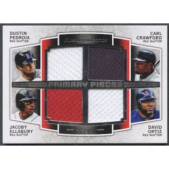 2012 Topps Museum #PCEO Dustin Pedroia, Carl Crawford, Jacoby Ellsbury, & David Ortiz Jersey #26/99