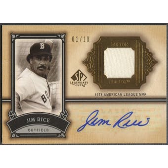 2005 SP Legendary Cuts #JR Jim Rice Classic Careers Material Gold Jersey Auto #01/10