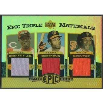 2006 Upper Deck Epic #GRM Ken Griffey Jr., Frank Robinson, & Willie McCovey Triple Materials Jersey #76/99