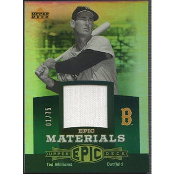 2006 Upper Deck Epic #TW1 Ted Williams Materials Green Jersey #01/75