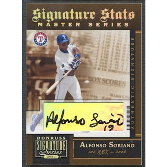 2005 Donruss Signature #4 Alfonso Soriano Signature Stats Master Series Auto #06/25