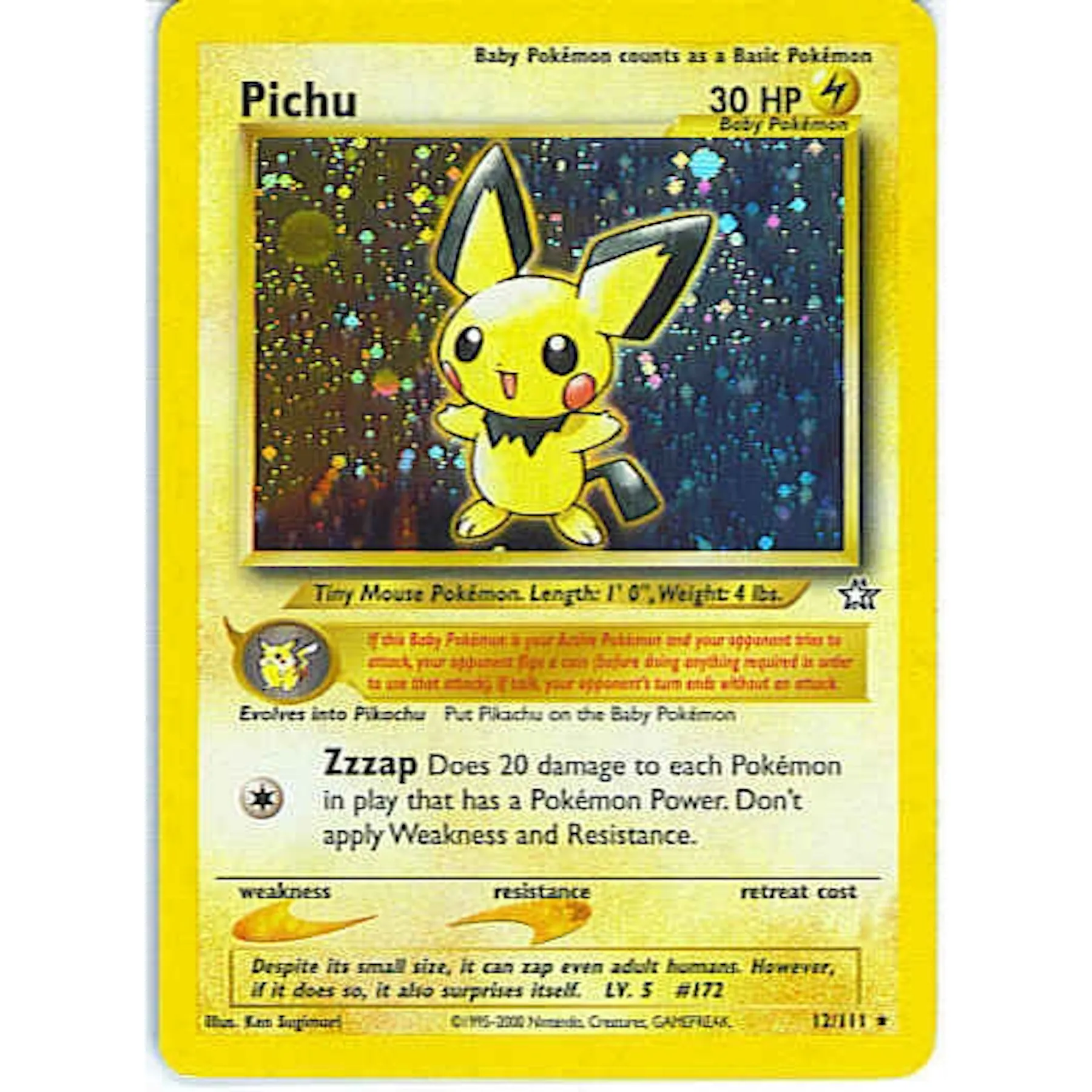 Pokemon Neo Genesis Single Pichu 12/111 - SLIGHT PLAY (SP) | DA Card World Pokemon Neo Genesis Single Pichu 12/111 - SLIGHT PLAY (SP) | DA Card World