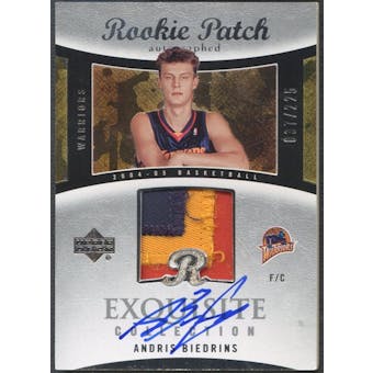 2004/05 Exquisite Collection #55 Andris Biedrins Rookie Patch Auto #037/225