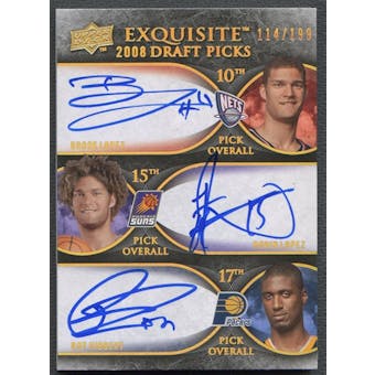 2007/08 Exquisite Collection #DPL Roy Hibbert, Brook Lopez, & Robin Lopez Draft Picks Rookie Auto #114/199