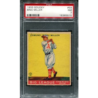 1933 Goudey Baseball #59 Bing Miller PSA 7 (NM) *5515
