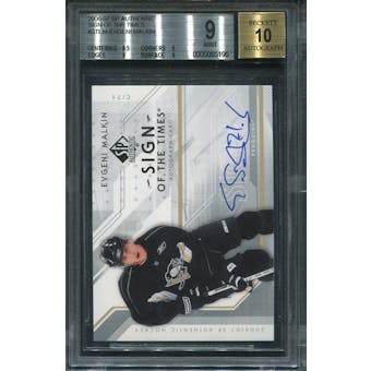 2006/07 Upper Deck Sp Authentic Evgeni Malkin Auto Sign Of The Times BGS 9