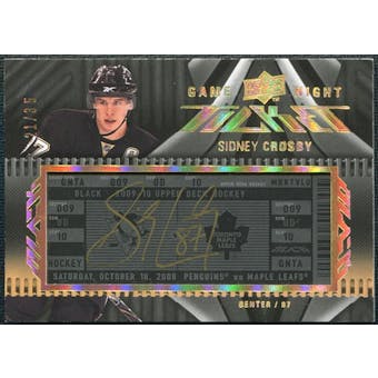 2009/10 Upper Deck Black Rare Sidney Crosby Game Night Ticket Autograph Hard signed