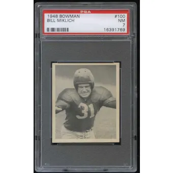 1948 Bowman Football #100 Bill Miklich PSA 7 (NM) *1769
