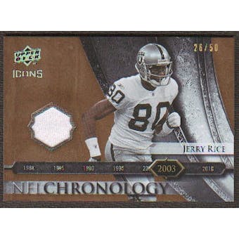 2008 Upper Deck Icons NFL Chronology Jersey Gold #CHR31 Jerry Rice /50