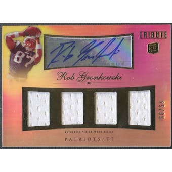 2010 Topps Tribute #AQRRGR Rob Gronkowski Rookie Quad Jersey Auto #25/99