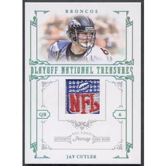 2008 Playoff National Treasures #21 Jay Cutler Material Prime NFL Logo Patch #1/1