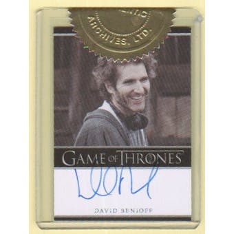 Game of Thrones Season Two Executive Producer David Benioff Autograph Card (Rittenhouse 2013)