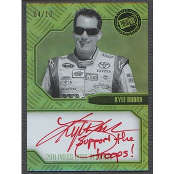 2011 Press Pass #PPSKyB Kyle Busch Signings Black and White Auto #04/10 "Support The Troops"